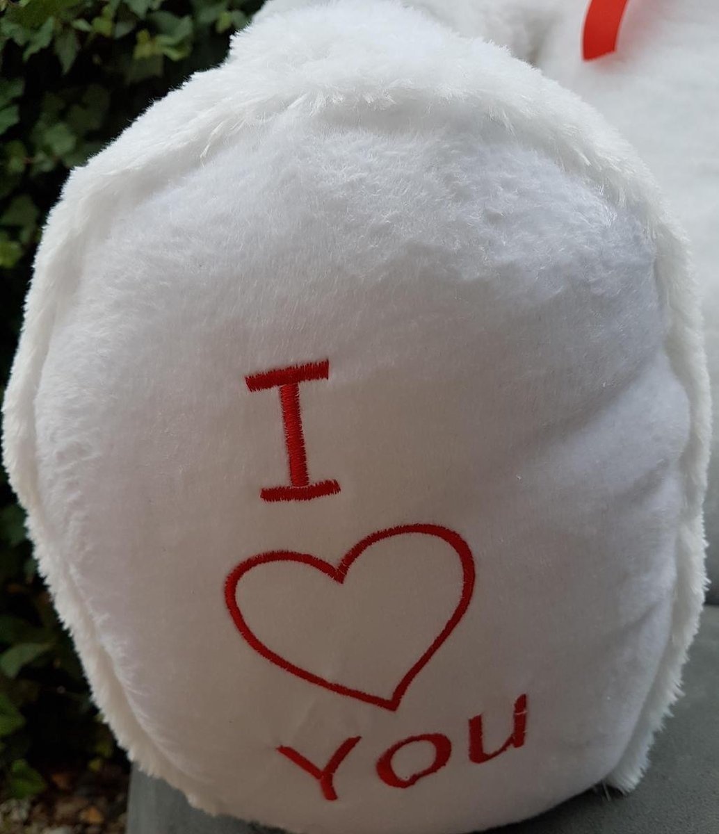 Grote Witte Knuffelbeer 160cm - 64% Korting! I Love You Teddybeer