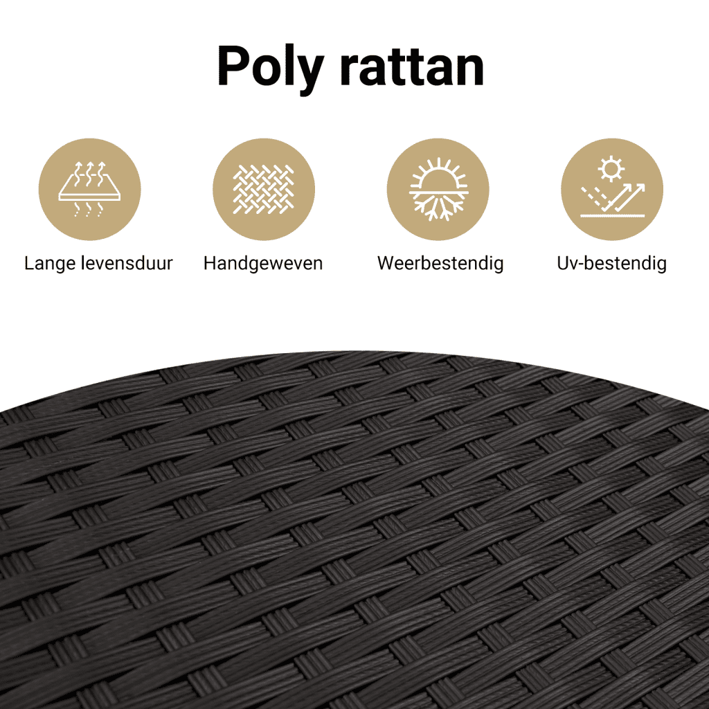 vidaXL 3-delige Loungeset Poly Rattan Zwart - 42% Korting!