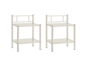 VidaXL Nachtkastjes 2 st metaal & glas - Wit/Transparant | 67% Korting!