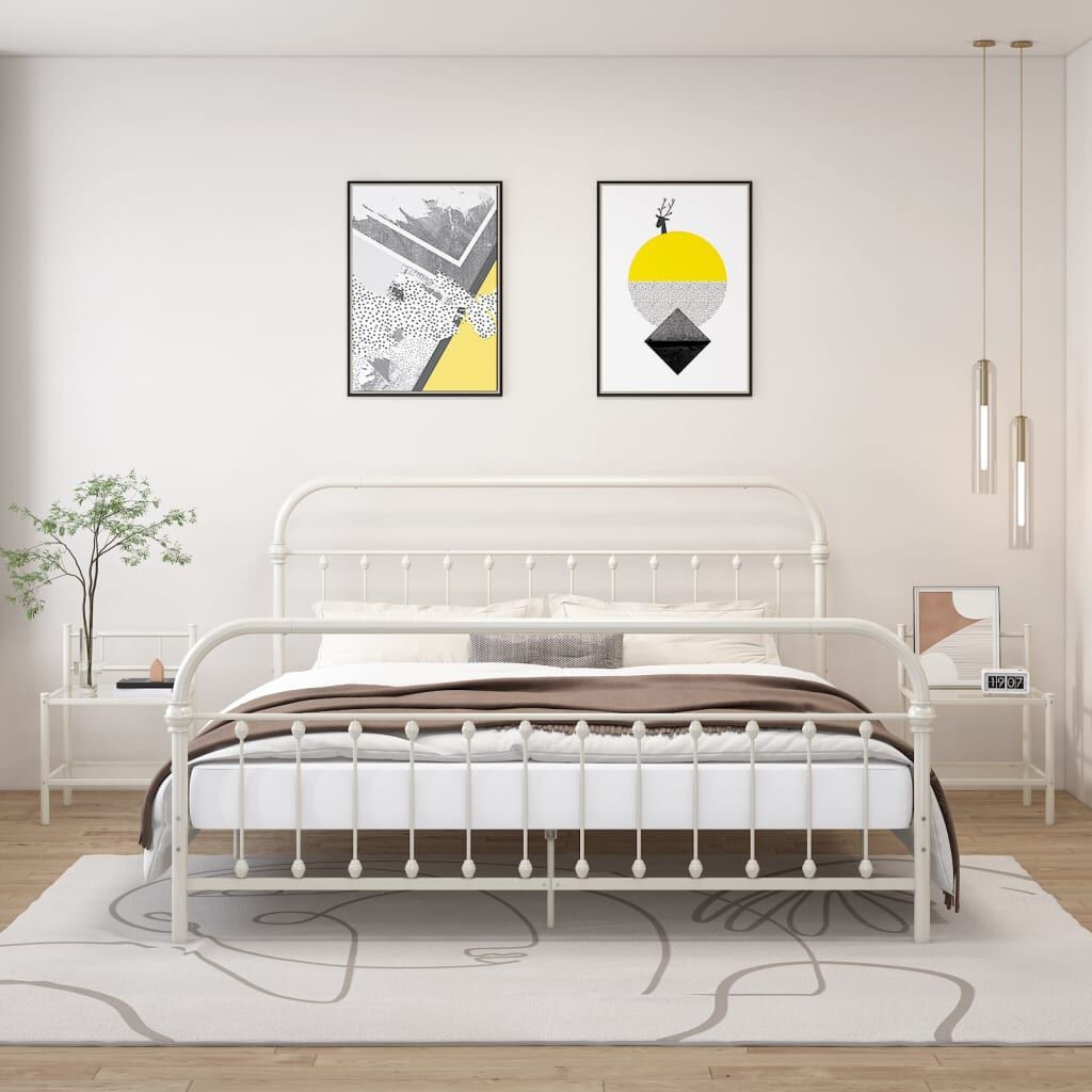 VidaXL Nachtkastjes 2 st metaal & glas - Wit/Transparant | 67% Korting!