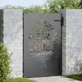VidaXL Tuinpoort Corten Staal 85x75cm - Boom Design Zwart | 51% Korting!