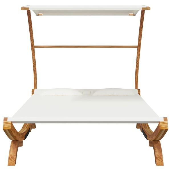 vidaXL Loungebed met Luifel: Massief Hout & Crème Stof | 61% Korting!