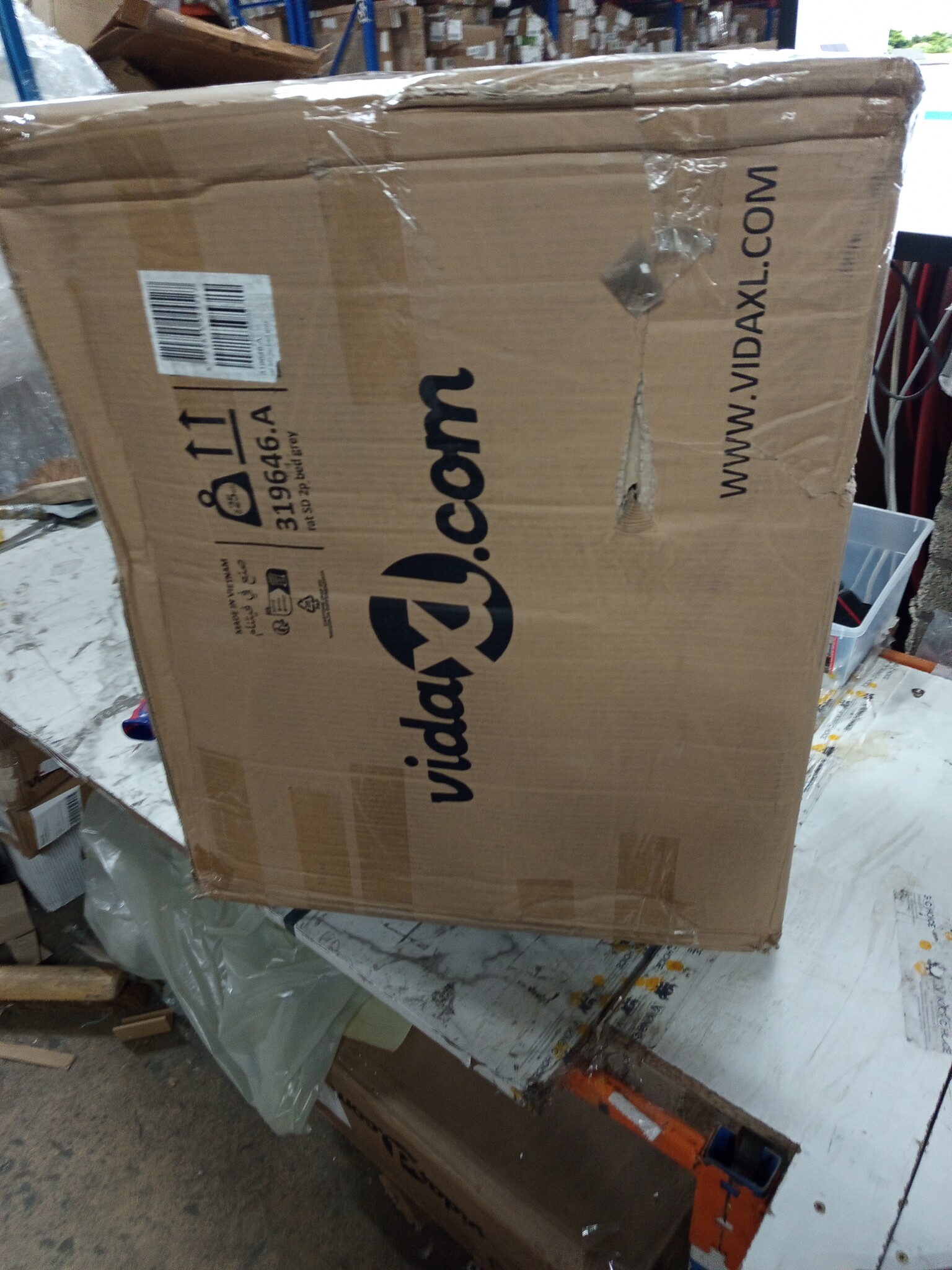 vidaXL Ligbed met kussens 2-persoons poly rattan grijs