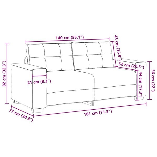 vidaXL Loveseat bank 140 cm stof donkergrijs