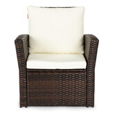 Loungeset Tuin 4-Persoons Polyrattan Bruin/Wit - 51% Korting!