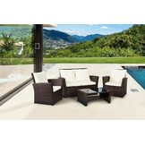 Loungeset Tuin 4-Persoons Polyrattan Bruin/Wit - 51% Korting!