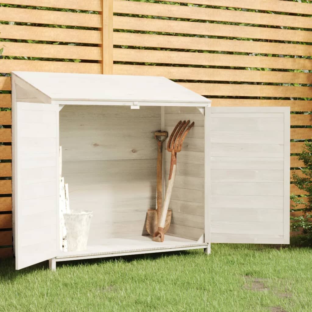 vidaXL Tuinschuur 102x52x112 cm massief vurenhout wit