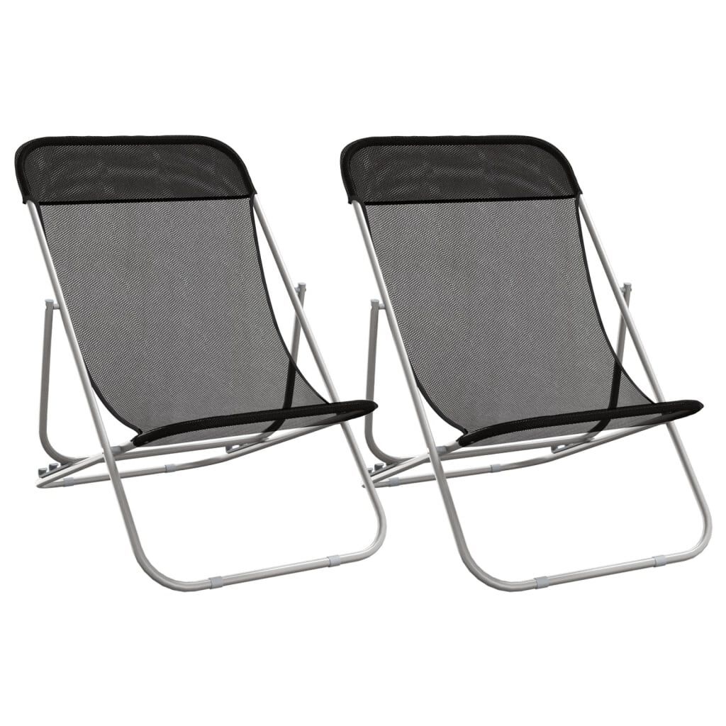 VidaXL Strandstoelen 2 stuks - Textileen & Staal Zwart | 35% Korting!