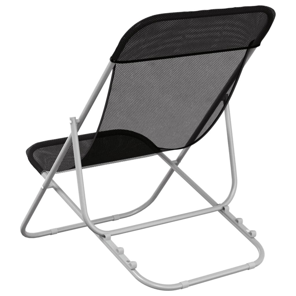 VidaXL Strandstoelen 2 stuks - Textileen & Staal Zwart | 35% Korting!