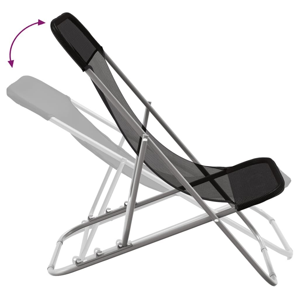 VidaXL Strandstoelen 2 stuks - Textileen & Staal Zwart | 35% Korting!