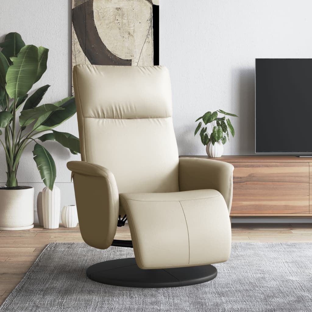 VidaXL Fauteuil Crème Kunstleer - 46% Korting! Verst Di + Voetensteun