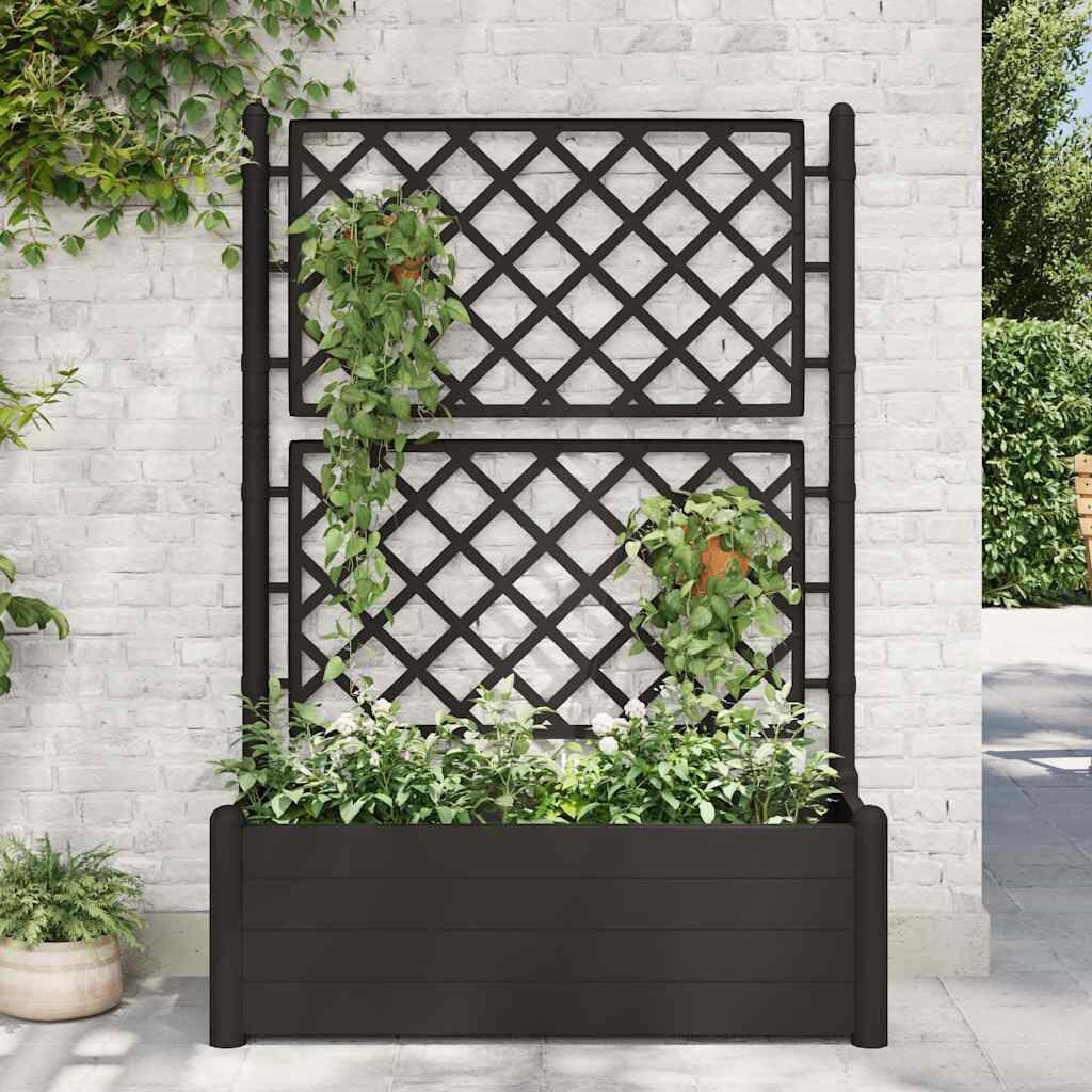 vidaXL Plantenbak met latwerk 100x43x142 cm PP antraciet
