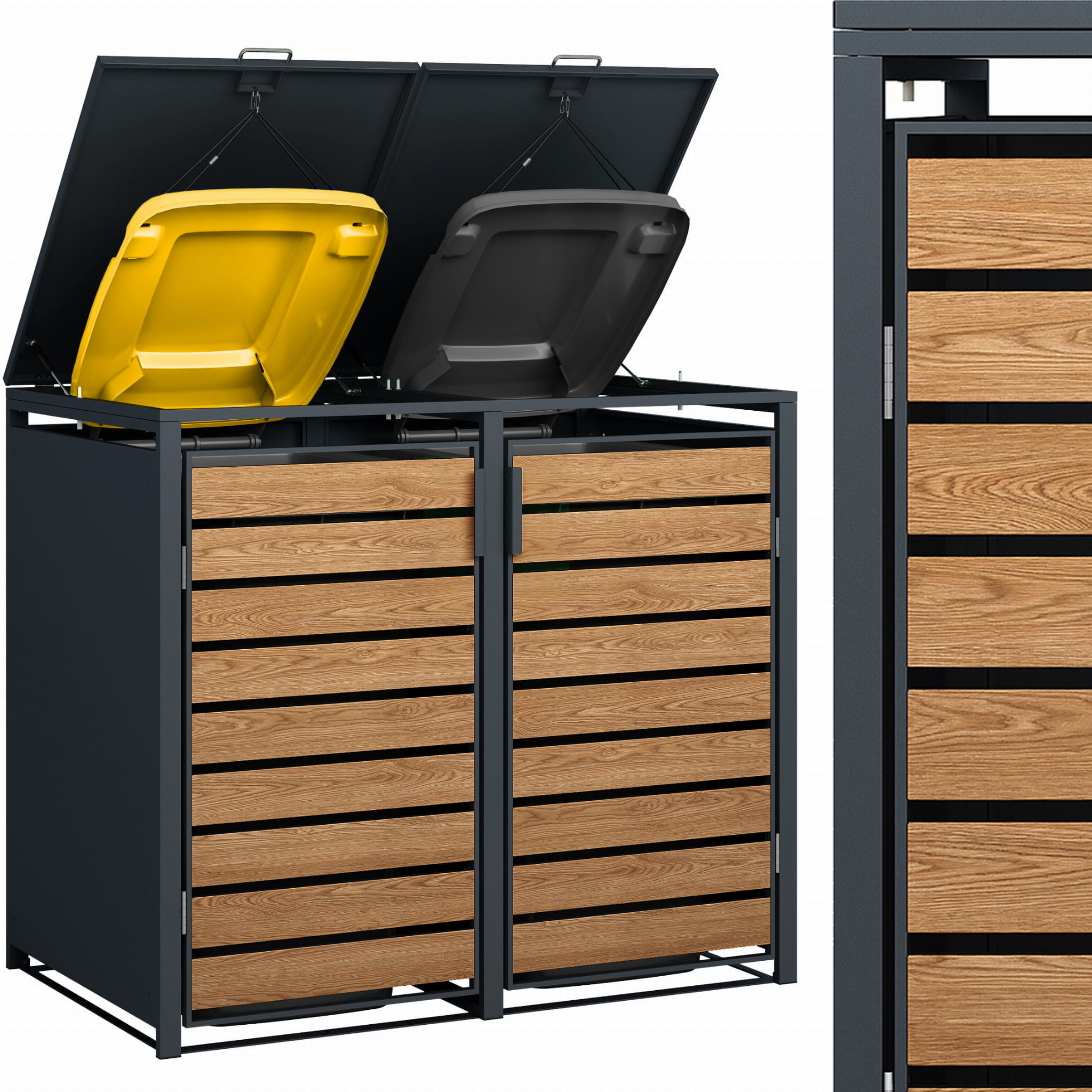 Container Ombouw Antraciet Hout - 2 Containers (132x80x116cm) - 40% Korting!