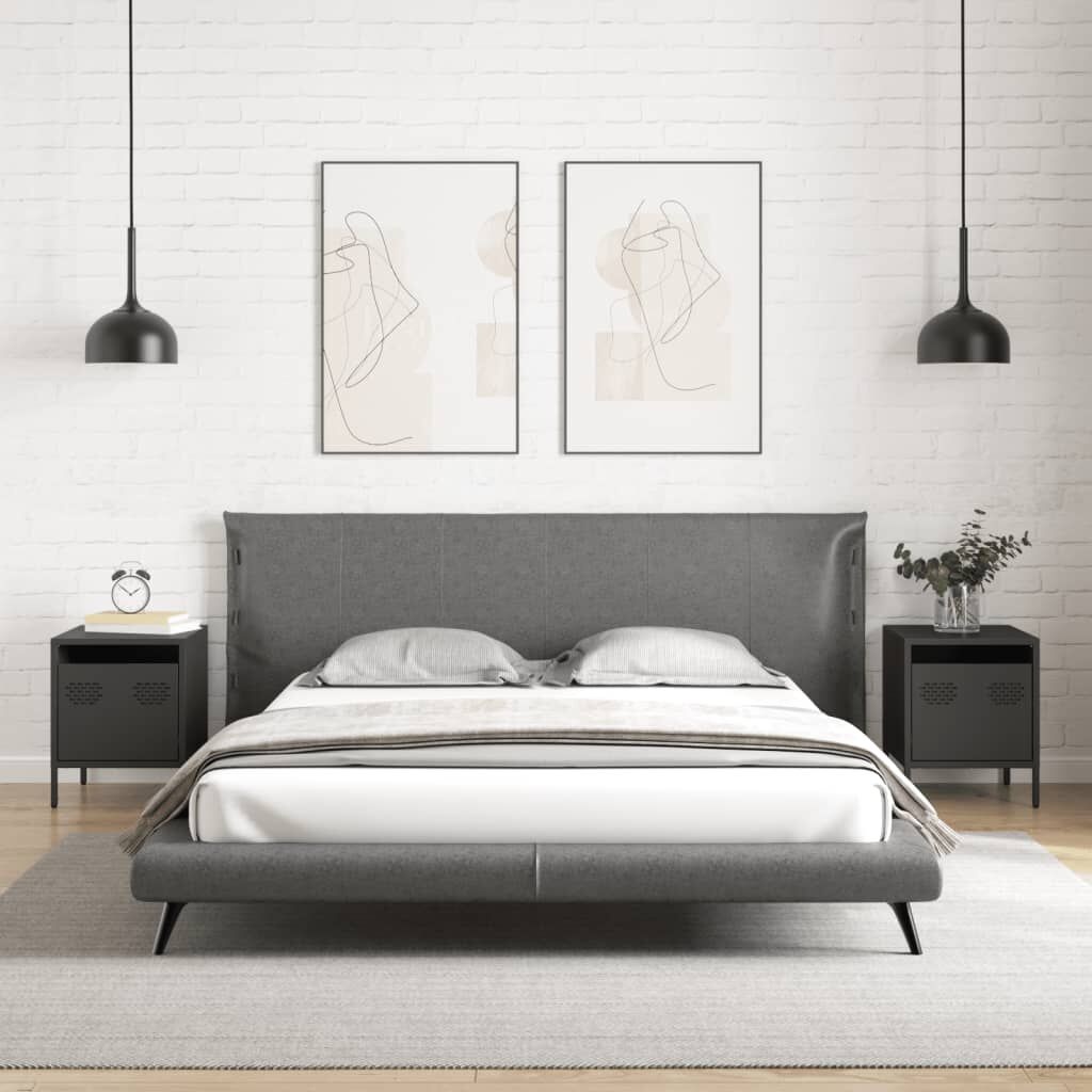 vidaXL Nachtkastjes Zwart Staal (2 st.) - Nu 60% Korting!