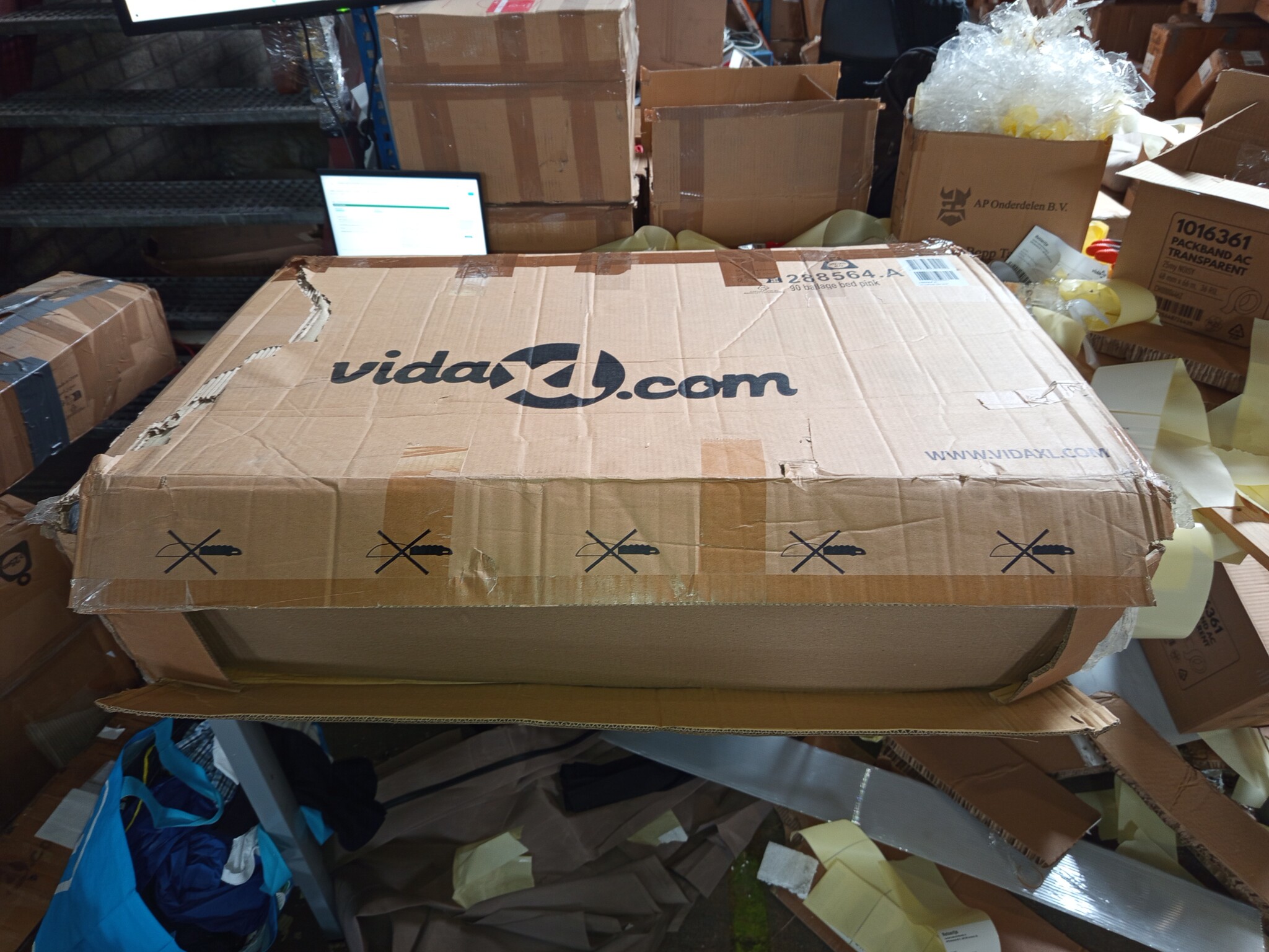 vidaXL Bedframe fluweel roze 90x200 cm