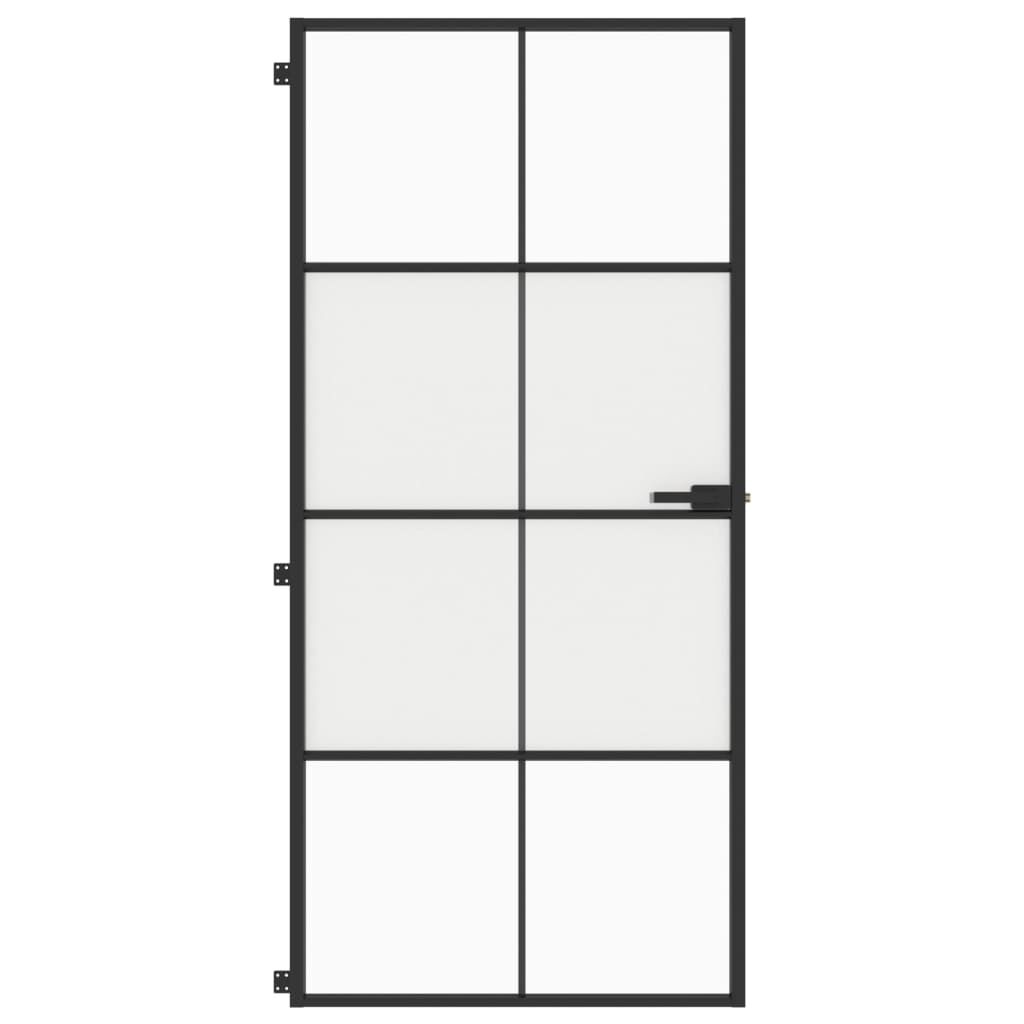 vidaXL Binnendeur smal 93x201,5 cm gehard glas en aluminium zwart