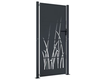VidaXL Tuinpoort 105x180cm Gras Design Staal Antraciet - 40% Korting!