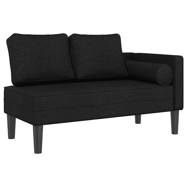 vidaXL Chaise longue met kussens stof zwart