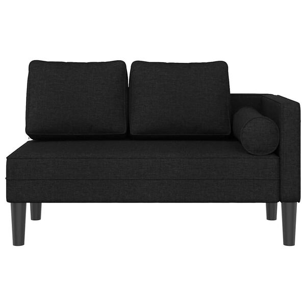 vidaXL Chaise longue met kussens stof zwart