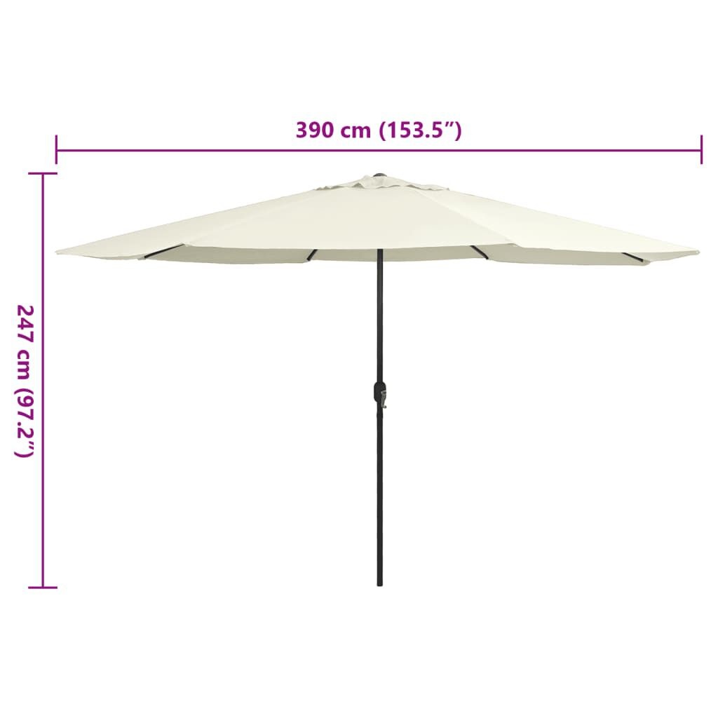 vidaXL Parasol met metalen paal 390 cm zandwit