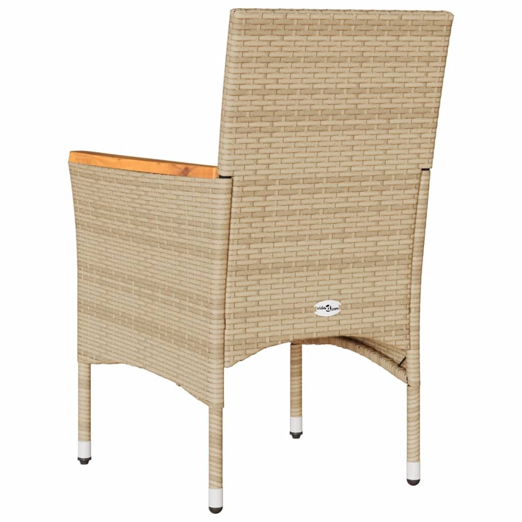 vidaXL Tuinstoelen 2 st met kussens poly rattan beige