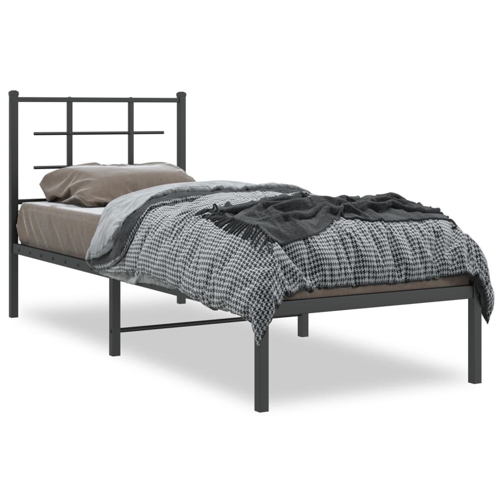 vidaXL Bedframe met hoofdbord metaal zwart 80x200 cm