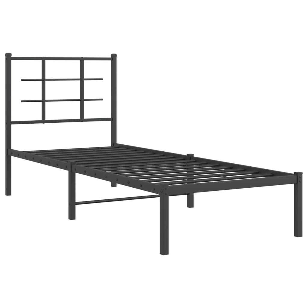 vidaXL Bedframe met hoofdbord metaal zwart 80x200 cm