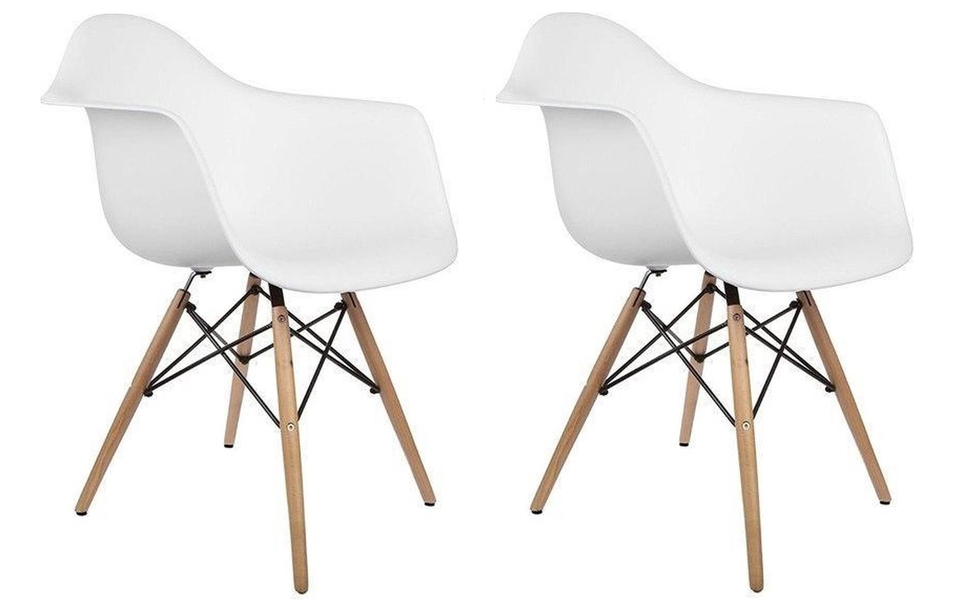 ARIANA - Eetkamerstoelen met armleuning - wit - set van 2