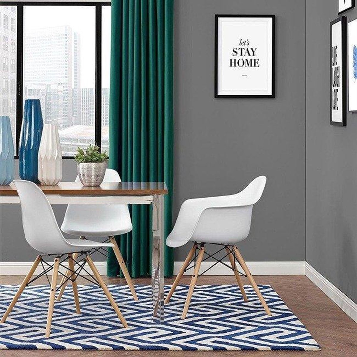 ARIANA - Eetkamerstoelen met armleuning - wit - set van 2