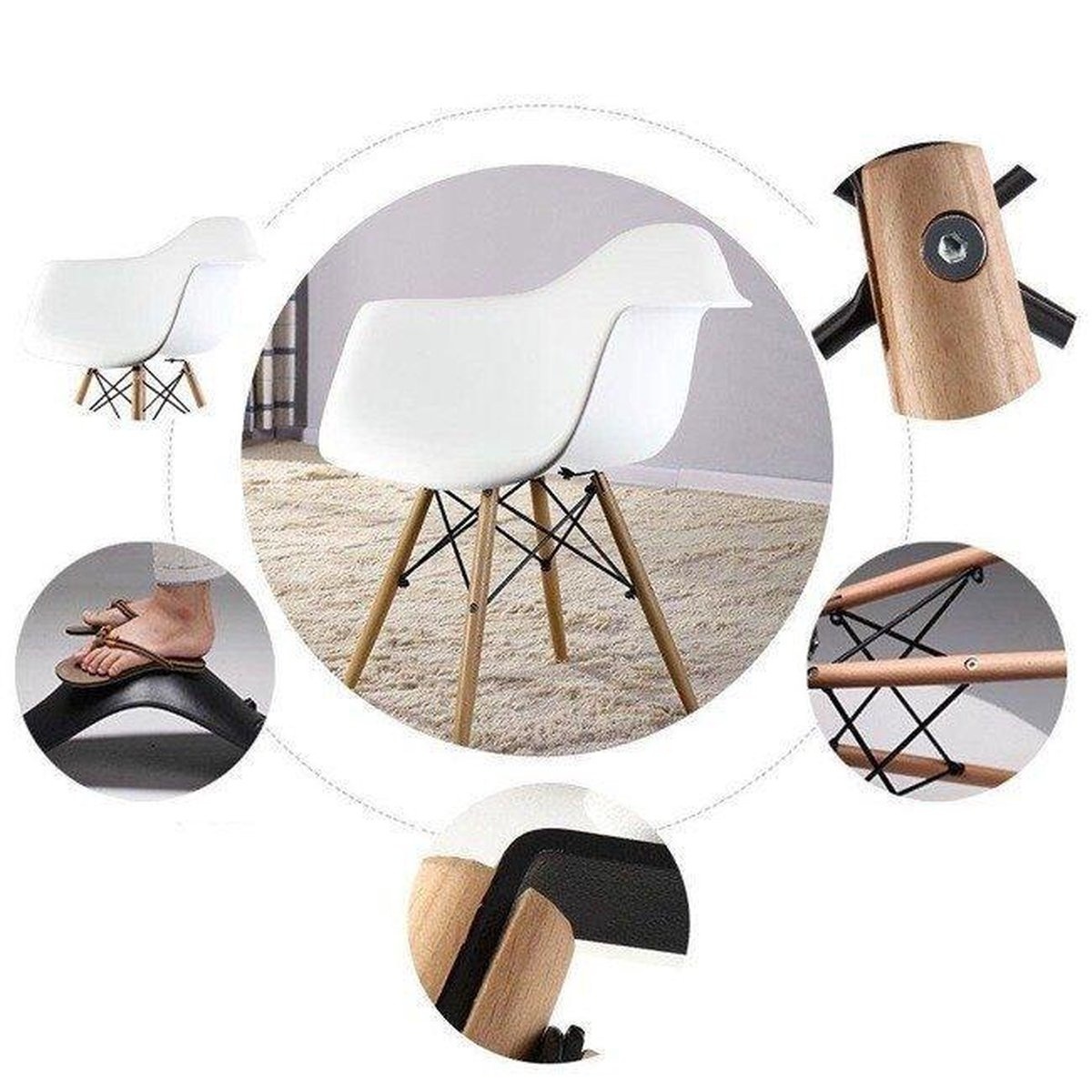 ARIANA - Eetkamerstoelen met armleuning - wit - set van 2