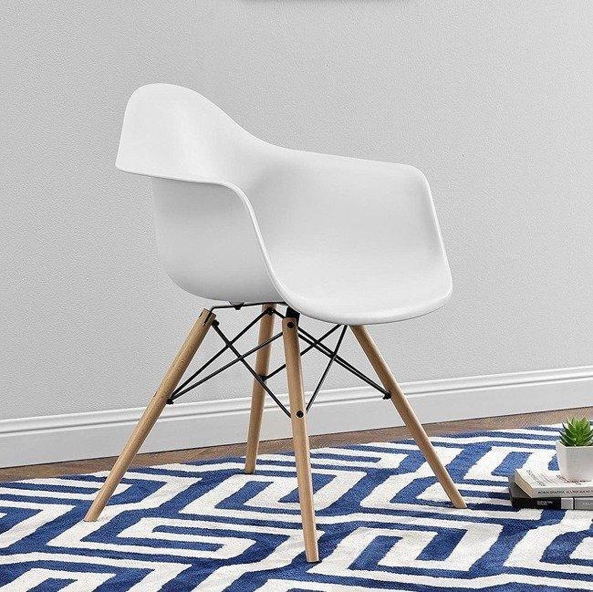 ARIANA - Eetkamerstoelen met armleuning - wit - set van 2