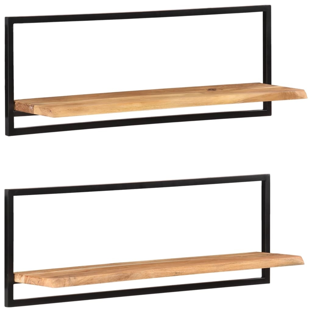 VidaXL Wandschappen 2 st 100x24x35 cm Acaciahout & Staal - 40% Korting!