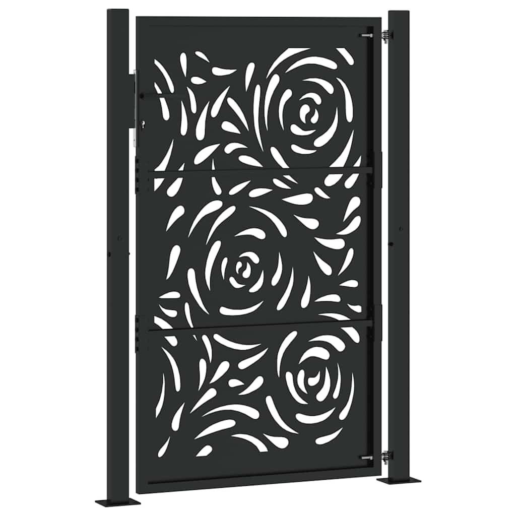 vidaXL Poort met Vlamontwerp - Staal Zwart (40% Korting!) - 105x155 cm