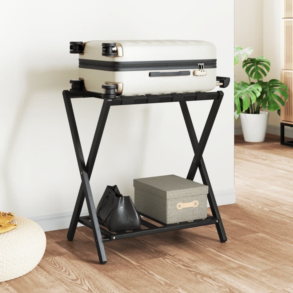 vidaXL Bamboe Bagagerek Zwart - 35% Korting! Zo Goed Als Nieuw!