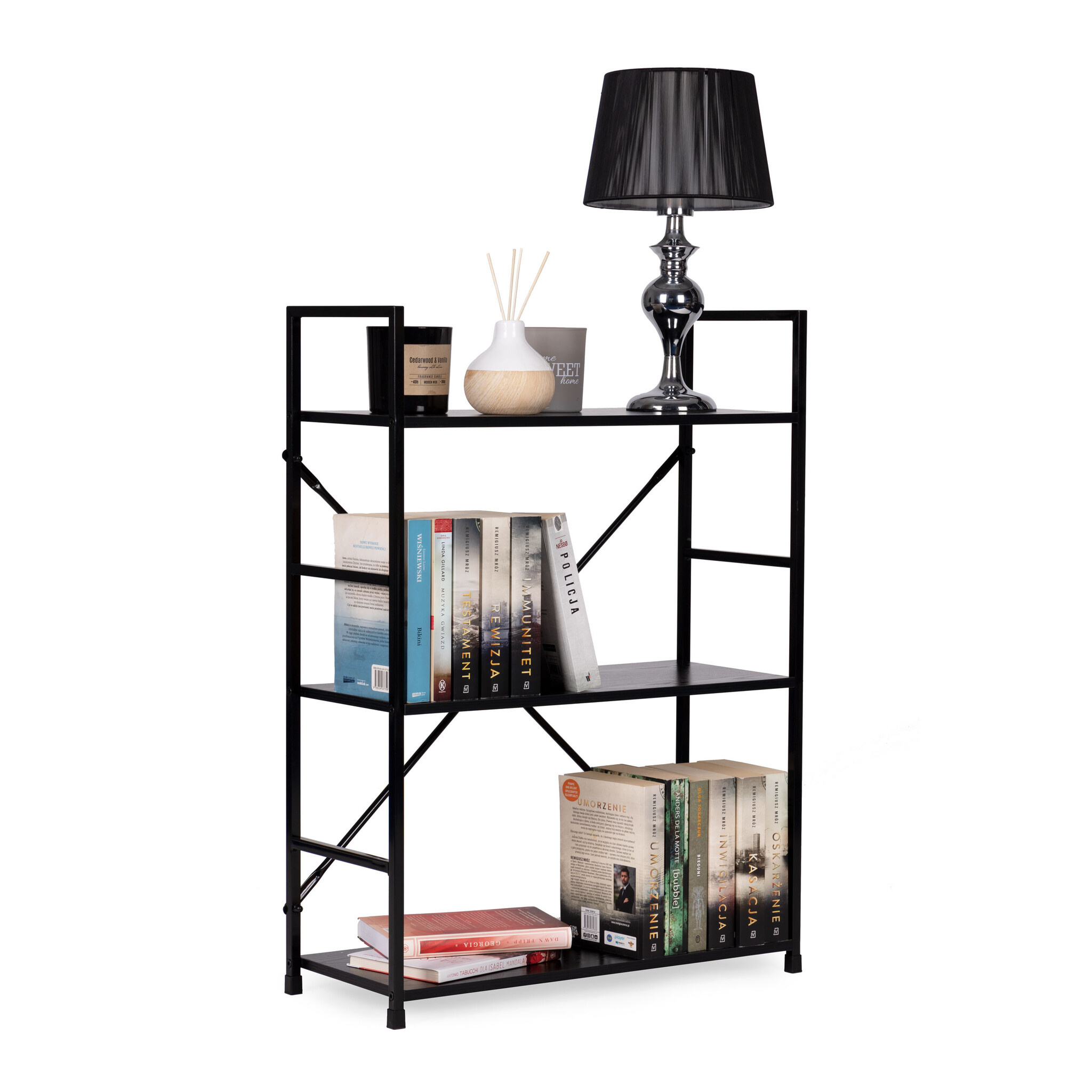 Boekenkast Zwart - 80x59,5 cm - 3 Planken - 40% Korting!