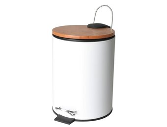 Pedaalemmer Badkamer 3L Wit Bamboe - 40% Korting! Uniek Design
