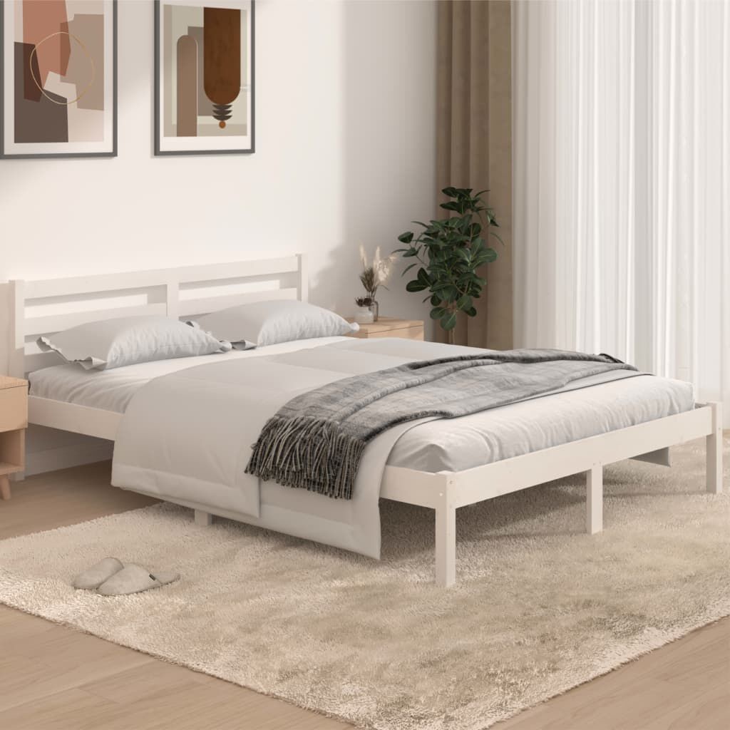 VidaXL Bedframe Grenenhout Wit 140x190 cm | 55% Korting | Licht beschadigd