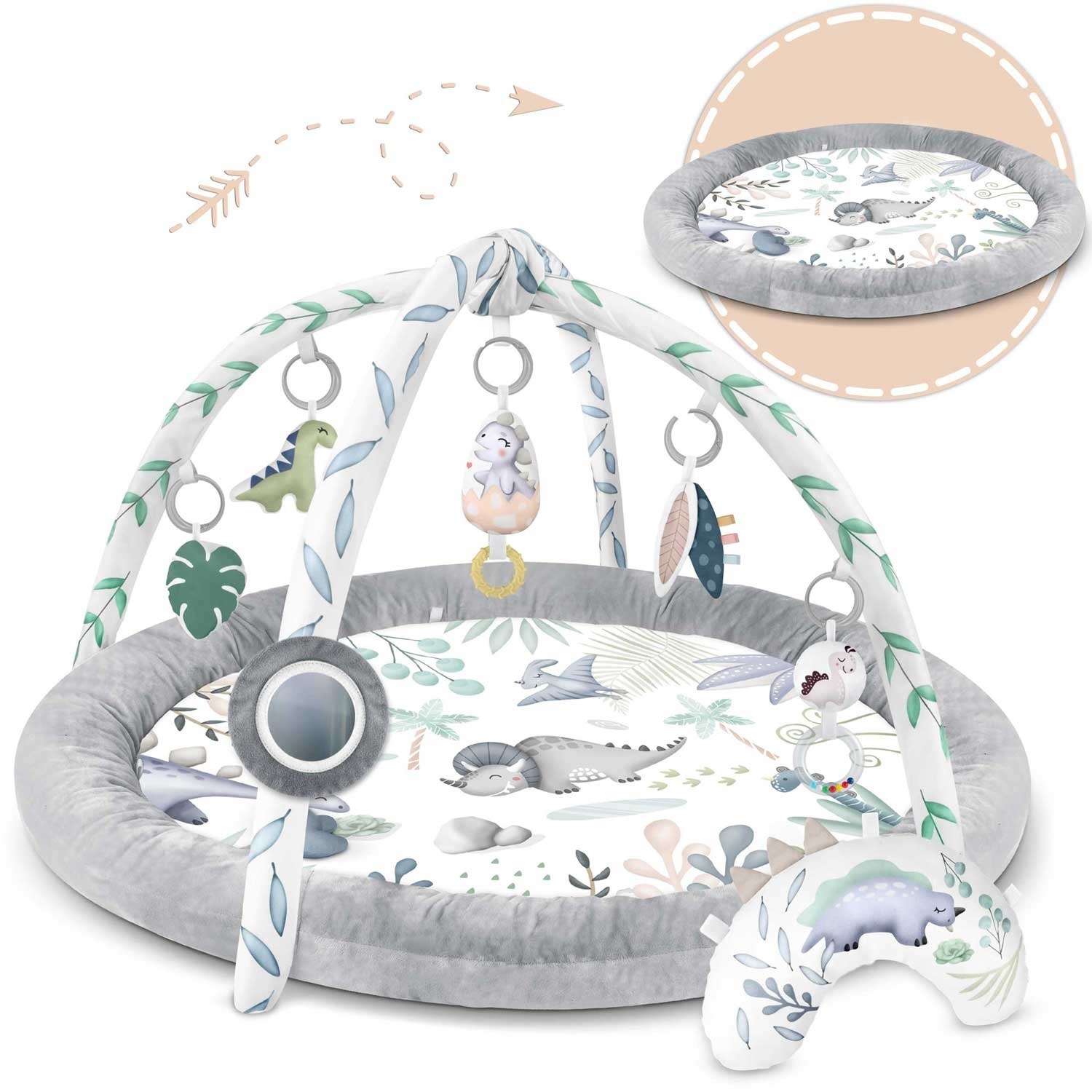 Babygym Speelkleed Dinosaurus - 7-in-1 - 98x78 cm - 40% Korting!