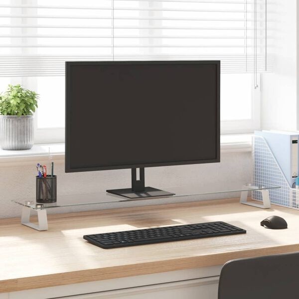 vidaXL Monitorstandaard 100cm Wit - Gehard Glas | 40% Korting!