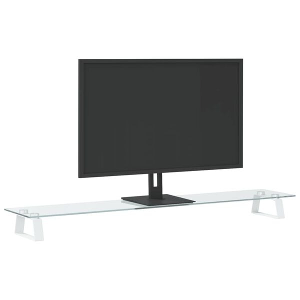 vidaXL Monitorstandaard 100cm Wit - Gehard Glas | 40% Korting!