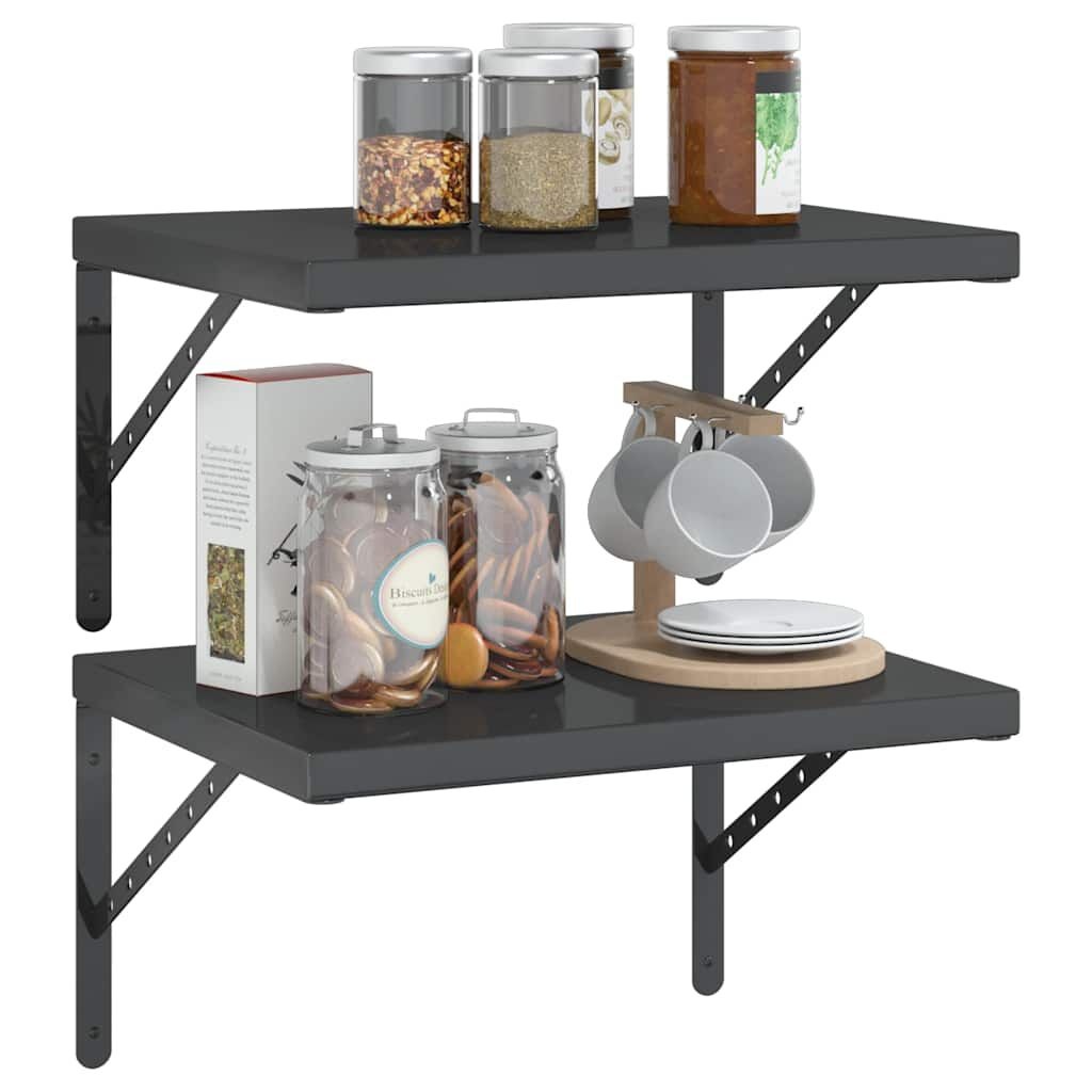 vidaXL Wandschappen RVS Zwart (2 st) - 66% Korting!