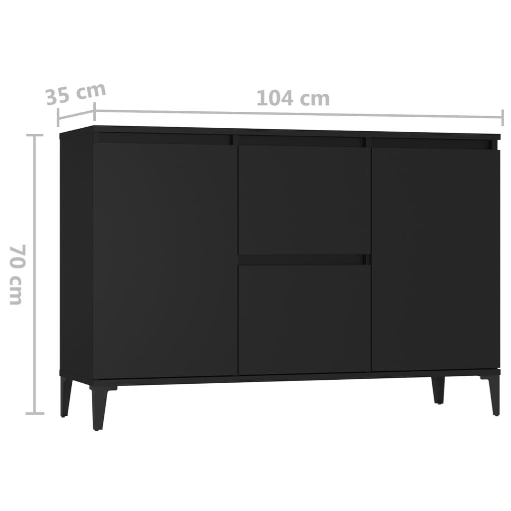 VidaXL Dressoir Zwart (55% Korting!) - 104x35x70 cm Bewerkt Hout
