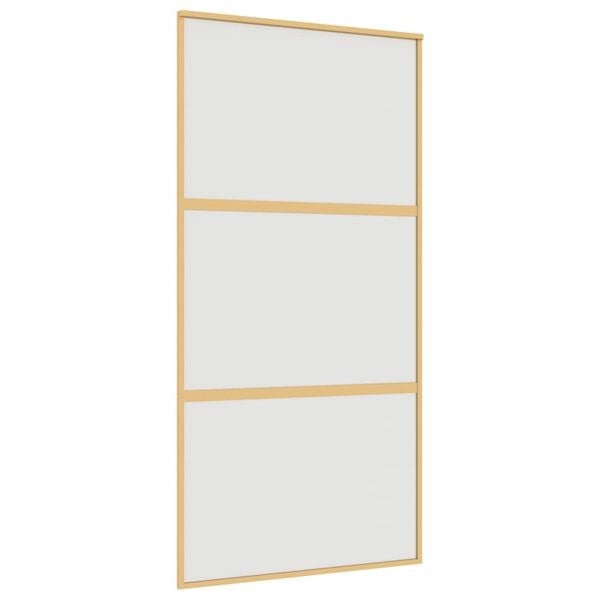 vidaXL Schuifdeur 102,5x205 cm mat ESG-glas en aluminium goudkleurig