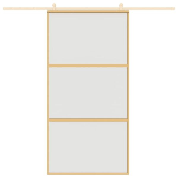 vidaXL Schuifdeur 102,5x205 cm mat ESG-glas en aluminium goudkleurig