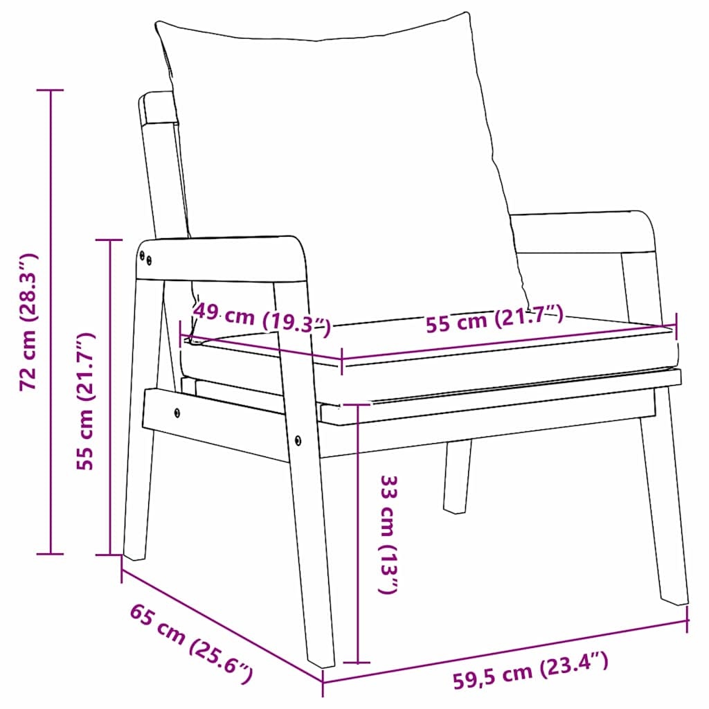 vidaXL Tuinstoel met kussen 2 pcs Bruin Massief acaciahout