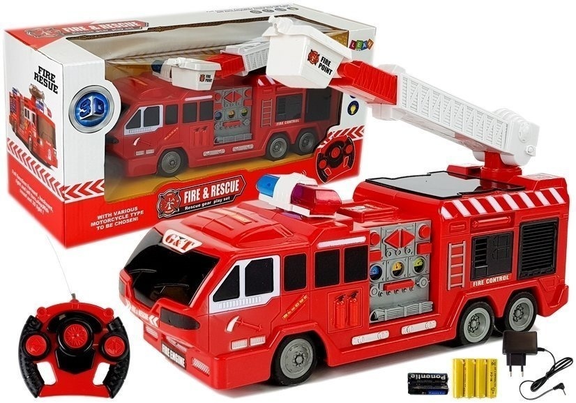 RC-brandweerauto – 28 x 8,5 x 10,5 cm - met lader en afstandsbediening