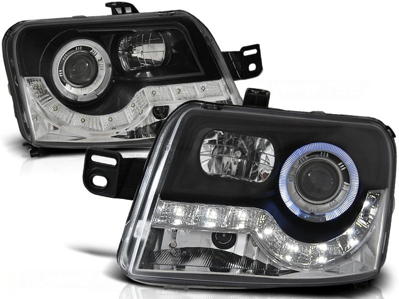 Koplampen FIAT PANDA 03-12 Zwart met LED-parkeerlicht (55% Korting!)