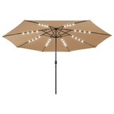 VidaXL Parasol Taupe 400cm met LED - 64% Korting!