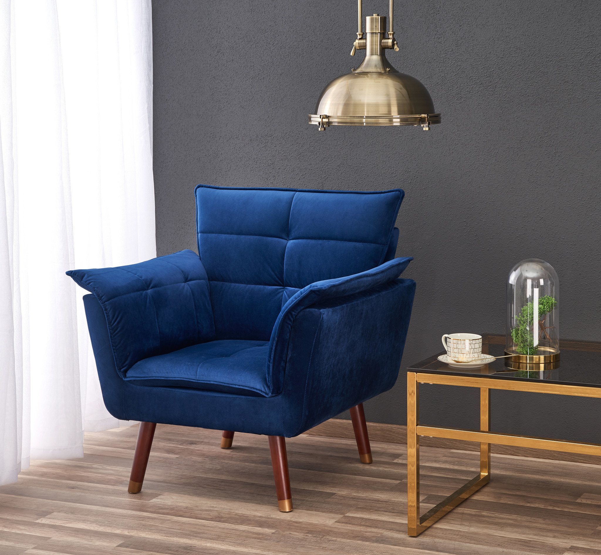 REZZO Fauteuil - Marine Stof - Modern Design - 65% Korting!