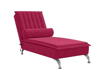 VidaXL Massage Chaise Longue - Fluweel Wijnrood - 40% Korting!